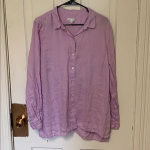 Light lavender button down linen shirt